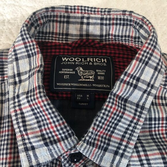 John Rich and Bros Woolrich Black Grey Plaid Button Down Flannel Shirt Size Med - Picture 6 of 10